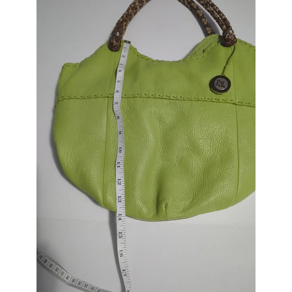 The Sak Indio Hobo Bag lime green pebbled leather braided strap boho slouchy